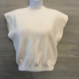 L. Love Cream Knit Turtleneck Cap‎ Sleeve Sweater Size Medium Good Condition